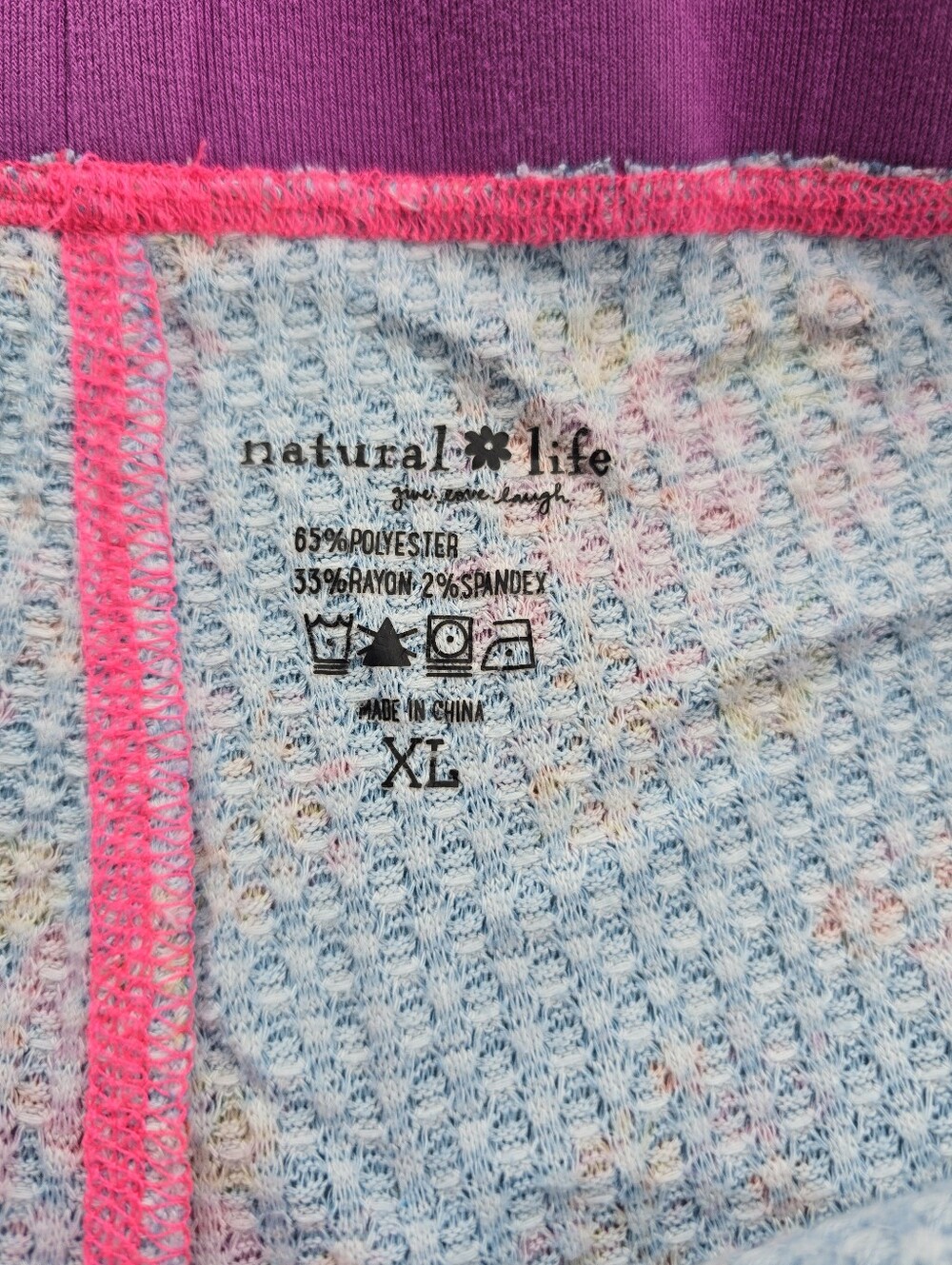 Natural Life Mix And Match Waffle Knit Shorts Blue Pink Size XL - Picture 4 of 5
